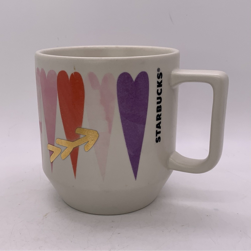 Starbucks‎ Valentine Day Pink Color Heart Arrow Grande Ceramic Coffee Mug 12oz